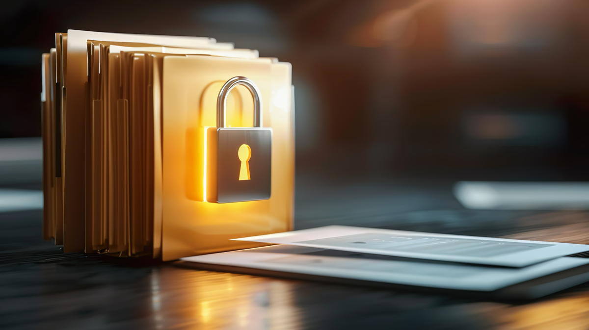 A document with a padlock symbolizes secure document management.