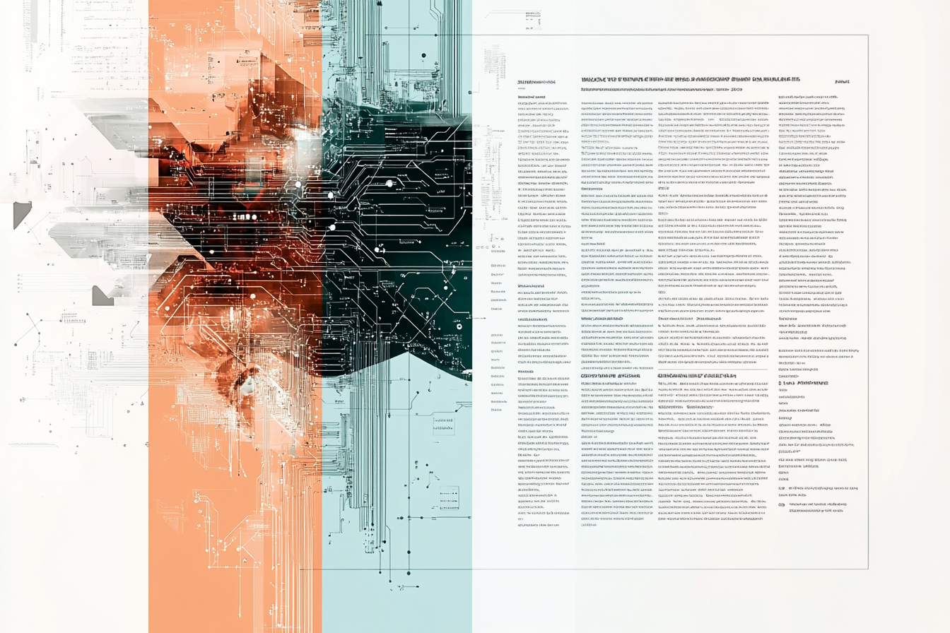 Split-screen digital illustration, the left side shows a chaotic, unstructured document with messy, overlapping text and no clear layout. The right side displays a clean, well-organized document with structured headings, paragraphs, lists, and a table. The structured side has subtle digital circuit patterns to represent AI processing
